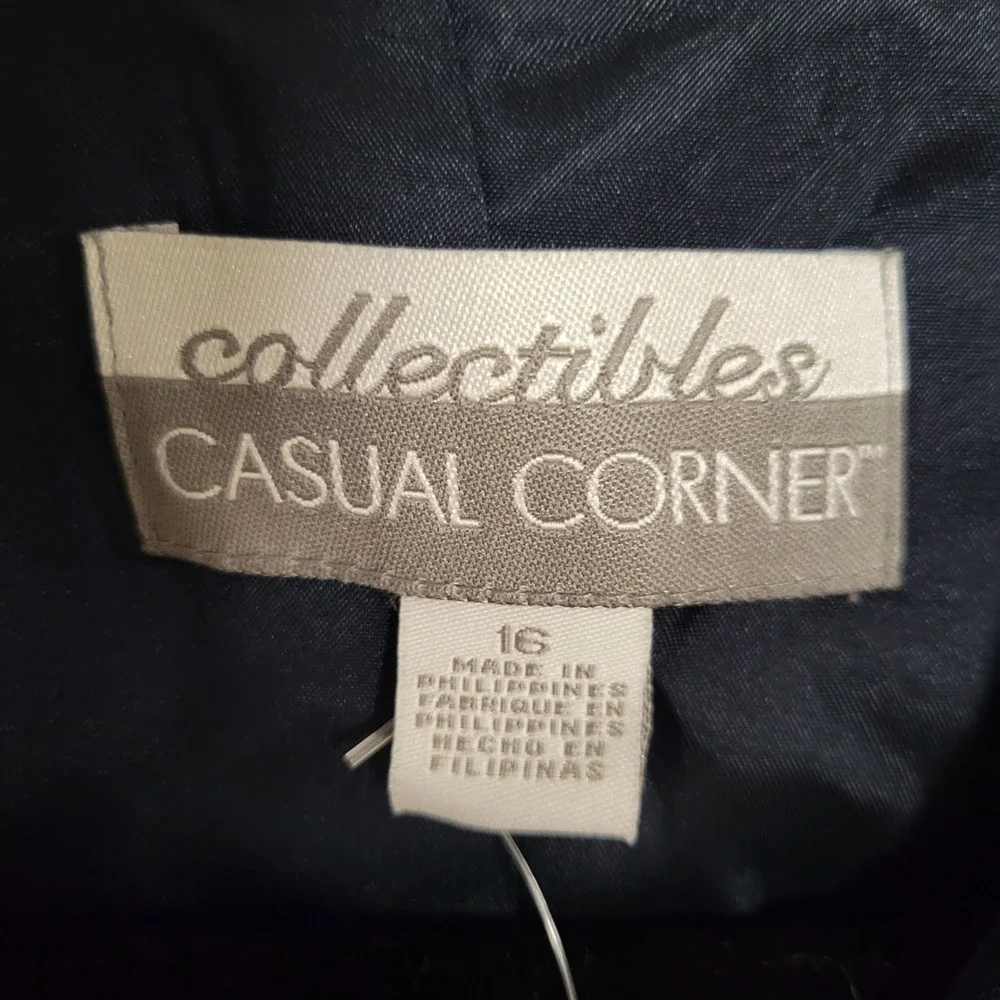 NWT‎ Casual Corner Collectibles Navy Blue 3-Button Blazer Jacket Size 16
